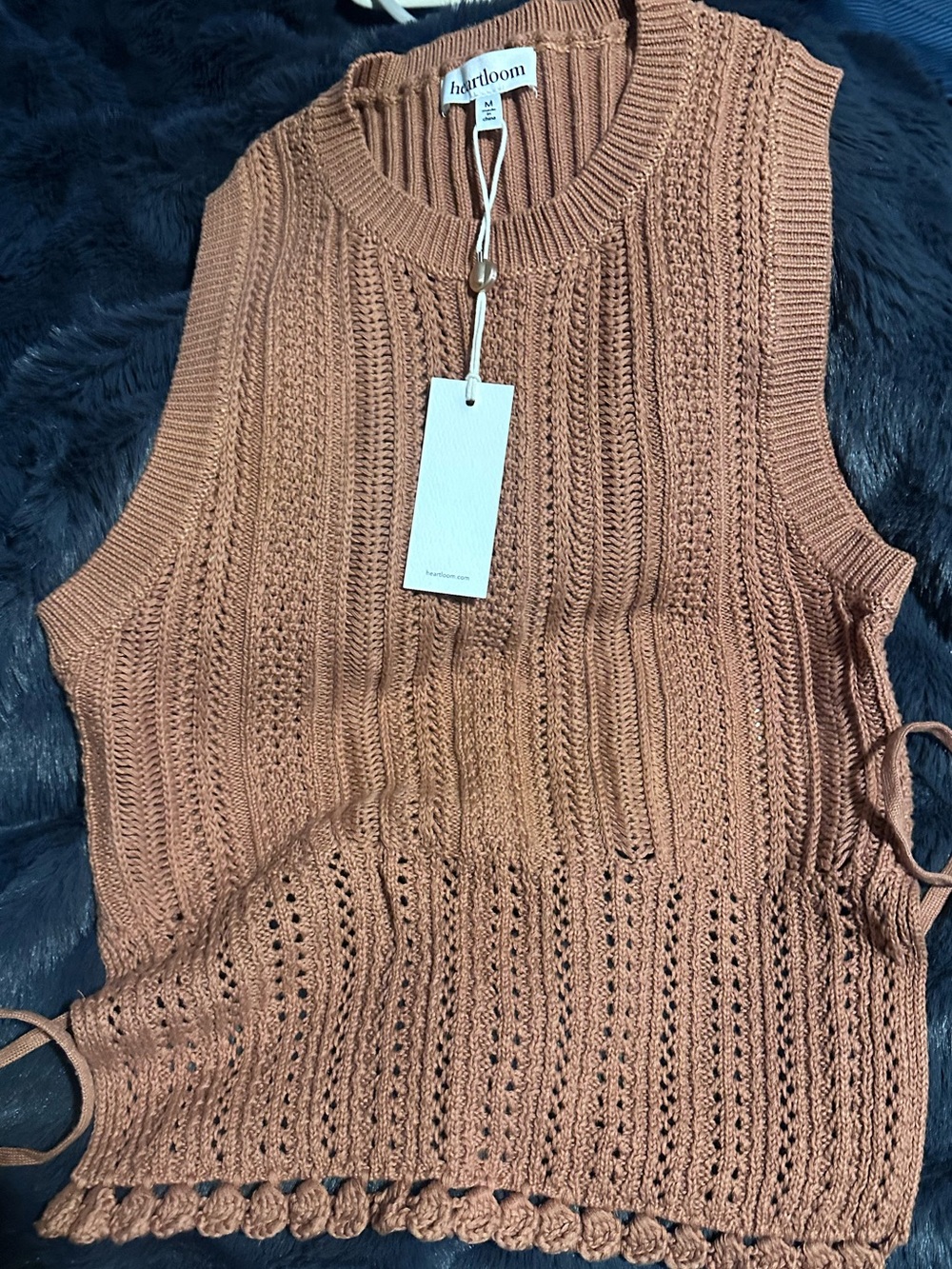 Heartloom Crochet Knit Tank - Rust Brown